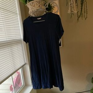 Navy Blue T-Shirt Dress with Lace Back.
